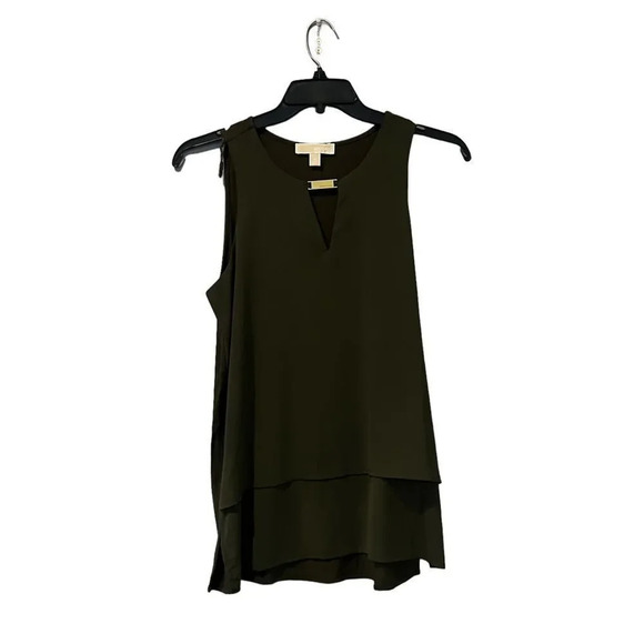 Michael Kors Olive Green Sleeveless Blouse Size Medium - Picture 1 of 3